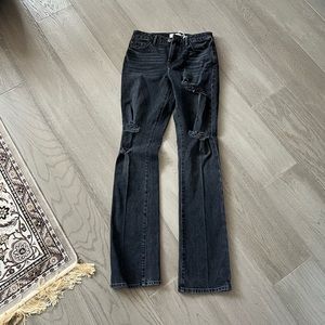 Frame Le Mini Boot Distressed Black Jeans